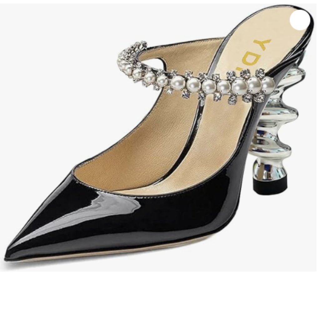 Ydn Women Trendy Metallic Spiral Heels Slip On Sandals Slingback Elastic Pumps